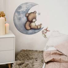 1pc Cartoon Moon Balloon Bear Mouse Dinosaur Wall Sticker, Suitable For Children's Room Bedroom Home Background Wall Decoration, PVC Waterproof Self-Adhesive Removable Sticker, Size 23.6inch*11.8inch - 1PC - View 5