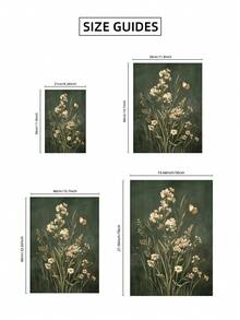 1pc Frameless Vintage Dark Green Floral Wall Art Print Dark Academia Decor Cottagecore Botanical Print Aesthetic Apartment Living Room Bedroom Back To School Funky Posters Dorm Essentials - Retro Floral - View 8
