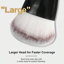 Brocha de Maquillaje Contorneada, Brocha Kabuki en ngulo para Base Lquida, en Polvo, en Crema y en Barra, Bronceador y Contorno, Herramienta Profesional para Aplicacin, Difuminado y Pulido, Negro - Negro - Ver 3