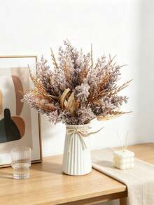 1PC Bohemian Style Artificial Reed And Willow Leaf Bundle, Perfect For Weddings, Tabletop Decoration, Bridal Styling And Home Decoration, Event Decoration, Outdoor Decoration, Holiday Decoration, Valentine's Day Gifts, DIY Floral Arrangement - Purple - View 1