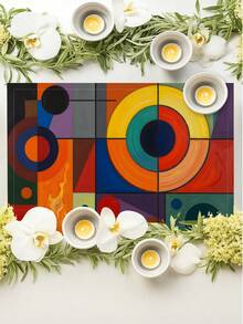2 Pcs Colorful Geometric Circle Pattern Placemats Abstract Style Placemats Heat Resistant Easy Clean Washable Decorative Placemats Suitable For Kitchen Home Indoor Outdoor Tabletop Coffee Bar Dining Table Tea Party - Multicolor - View 6
