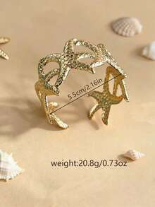 1pc Fashionable Personalized Versatile Elegant Niche Design Beach Vacation Style Starfish Bracelet Suitable For Women's Daily Wear - Gold - View 5