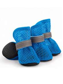 4pcs/Set Breathable Dog Mesh Shoes, Reflective Wear-Resistant Dog Mesh Shoes, Non-Slip Hollow Dog Shoes, Spring Style - Multicolor - View 20