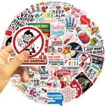 50PCS Fun Blood Collection Sticker Aesthetic PVC Laptop Sketchbook Stationery Decoraction Scrapbooking Supplies School Supplies - 1 Set - View 5