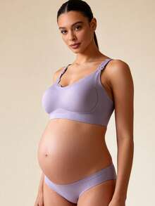 Hart & Haze Maternity Nursing Bra, Wireless, Anti-Sagging, Postpartum Breastfeeding Bra With Clip-Open Design - Mauve Purple - View 3