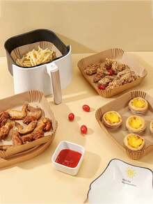25/50/100pcs Baking Parchment Paper, Air Fryer Liners, Oven Baking Sheets, Suitable For Halloween, Christmas Baking, Homemade Desserts, Family Gatherings, Party Events, Kitchen And Bakery, Back To School Season - Multicolor - View 5