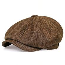 1pc Men's Short Brim Solid Color Linen Newsboy Cap, Outdoor Party Elegant Beret, Spring/Autumn Baseball Cap - One Size Fits All - View 16