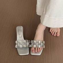 Sandales élégantes transparentes en cristal pour femmes, modèle été 2026, chaussures à talons hauts tendance et haut de gamme. - Argent - Voir 2