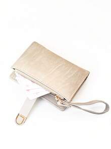 Cartera corta para mujer, mini monedero de mano multifunción con tarjetero, monedero de cremallera de unicolor exquisito, cartera casual de PU suave multifunción, nueva cartera de moda para estudiantes - Albaricoque - View 4