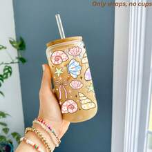1/2/4pcs Girly Summer Capybara Beach Surf Flamingo Seashell UV Dtf Cup Wrap For 16oz Glass Can Cup, Pastel Floral Book Lover Uv Dtf Uvdtf Decal Sticker For Water Bottle Tumbler Mug Book Mark Laptop Phone Case, Gift For Girls Friends Teacher Holiday - Doodle - View 6