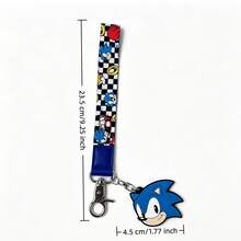 Sega 1件裝手腕掛繩附橡膠頭飾吊飾，棋盤格圖案鑰匙圈掛帶，可愛卡通鑰匙配件，適用於鑰匙、包包與後背包 - 淺藍色 - 查看 6