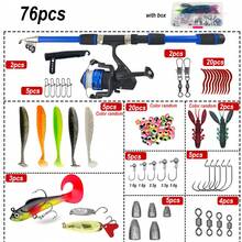 80/78pcs Beginner Fishing Rod & Reel Set, Telescopic Fishing Rod Kit With Lures, Hooks, Fishing Line, Tackle Bag, Complete Freshwater Fishing Starter Set - Combination - View 9