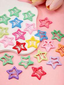 25/50/80 piezas de pinzas para el cabello con forma de estrella de colores aleatorios, accesorios para el cabello estilo Y2K para niñas para uso diario y fiestas, regalo de cumpleaños, regalo de Navidad - Multicolor - Ver 7