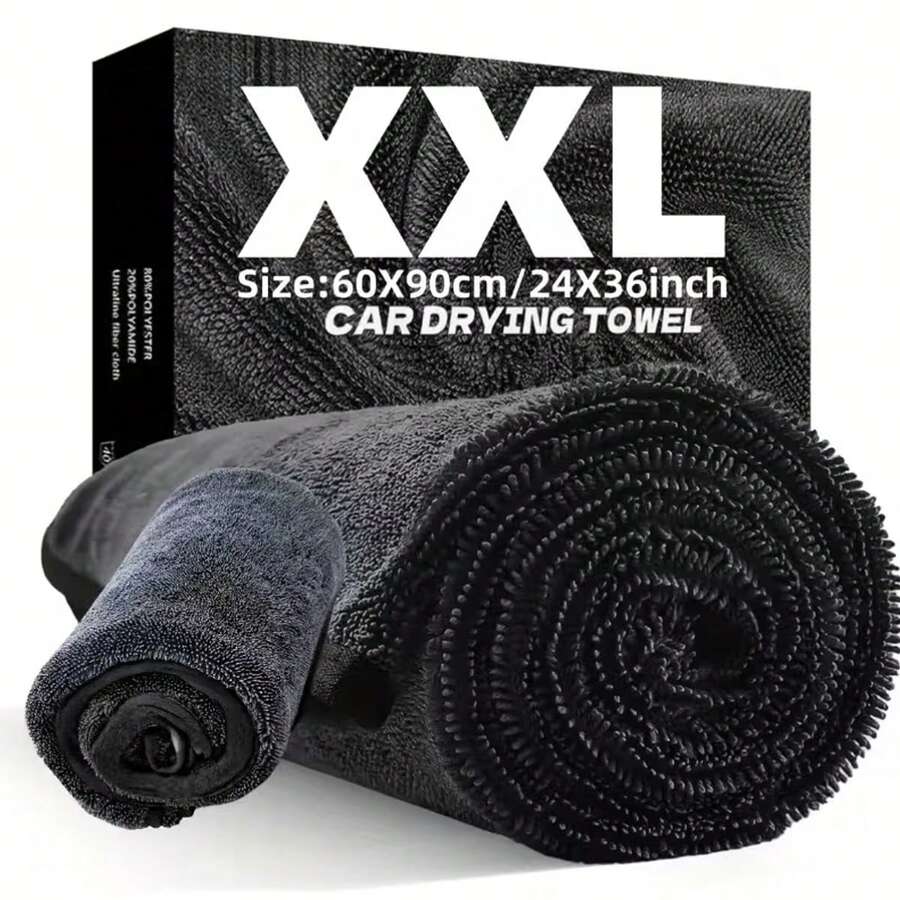 منشفة تجفيف سيارات من الألياف الدقيقة بحجم XXL كبير جداً مع تصميم حلقة ملتوية - تقنية سميكة فائقة الامتصاص مناسبة للسيارات والشاحنات والقوارب - منشفة تفصيل باللونين الأحمر والرمادي، مظهر احترافي | مادة عالية الامتصاص