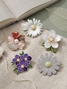 Broches de flor de strass de lujo - Alfileres de planta para mujer unisex accesorios de joyería casual para fiestas / Regalos para amigos insignias decoración - flores - Ver 6