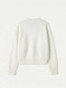 MORI 秋冬圓領長袖針織開襟毛衣，女款新款休閒寬鬆慵懶上衣，新年必備秋季上衣 - 米白 - 查看 6