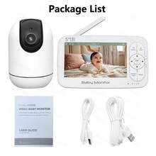 5Inch WiFi Baby Monitor Phone APP & Monitor View Control With Pan-Tilt-Zoom Video Camera Cry Temperature Detection Night Vision 2 Way Talk Cam - White - View 12