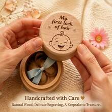 Baby Essentials Newborn Baby Stuff My First Lock Of Hair Wooden Keepsake Box Baby Fetal Hair Storage Case NewbornMilestoneSouvenirfor Baby Shower Gift - Multicolor - View 3