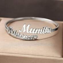 Customized Name Bracelet, Women's Bracelet, Minimalist Stainless Steel Jewelry, Personalized Double Name Bracelet, Customized Name Bangle, Couple Name, Friend Name, Family Name Accessory, Summer Accessory, Beach Accessory, Silver, Gold Open Bangle, Mother's Day Gift - Multicolor - View 8