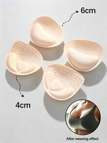 1 Pair Triangle Thickened Sponge Bra Pads, Women's Solid Color Underwear Accessories, Invisible Anti-Protrusion Soft Sweat-Absorbing Reusable Breast Pads Suitable For Daily Use - Apricot - View 1