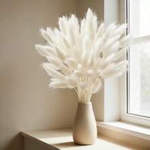 60pcs-16.5 Inch Red Artificial Rabbit Tail Grass, Home Decor Artificial Rabbit Tail Grass Stems, Suitable For Bohemian Style Floral Arrangements, DIY Crafts, Home Kitchen And Wedding Decor, Christmas Decor, Christmas Thanksgiving Decor, DIY Wreath Decor - White Rabbit Tail Grass - View 2