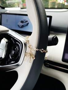 Creative Alloy Butterfly Car Decorative Pendant, Car Hanging Ornament, Car Steering Wheel Pendant, Car Interior Accessory, Meaningful Holiday Gift. - Bow - View 2