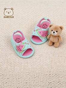 RABEISIR Sandalias para caminar de bebé, zapatos con diseño de pez y sandía de fondo suave, transpirables y antideslizantes, adecuados para uso diario y vacaciones, primavera y verano - Azul Cadete - Ver 3