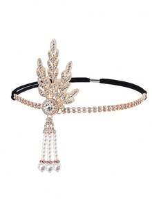 1 pieza D EXCEED Diadema de Flecos con Strass y Perlas Estilo Flapper del Gran Gatsby, Tocado de Disfraz Art Decó de los Años 20 para Fiesta, Boda y Cosplay - multicolor - Ver 14