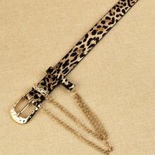 APLCSEY Cinturón de cadena de mujer con estampado de leopardo de PU, de moda, esencial para fiestas y citas, adecuado para uso diario. - estampado de leopardo - Ver 6