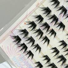 MIXIAOHE 60 Clusters 8-15mm Doll Cat Lash Clusters, Slanted Manga Style With Dense Natural Strands, Delicate Girl Group Aesthetic, Photogenic Segmented Lashes For Daily And Party Eye Makeup - View 9