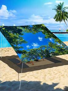 1pc Bohemian Style Tree Sky Cloud Leaf Sun Shade Canopy - 6 Person Outdoor Sun Shade, Suitable For Garden, Beach, Patio - All Season Use, Easy To Install And Store (Frame Not Included), Patio Garden Sun Protection - Cloud Leaf - View 8