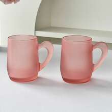 2pcs Premium Rose Red Small Ear Design Luxury Home Drinking Cup Niche Style Coffee Cup Cold Drink Cup Juice Cup - Multicolor - View 3