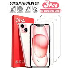 CSDZ 3 High-Definition Transparent Glass Protective Films Compatible With IPhone 13 17 16 15 Pro 17promax 13, Compatible With IPhone Screen Protectors, Waterproof, Compatible With IPhone 16 Screen Protectors, Compatible With IPhone 17 Pro Screen Protectors, Mobile Phone Accessories, Compatible With Samsung A15 Screen Protectors, [International Version Instead Of Local Version], Screen Protectors - Multicolor - View 2
