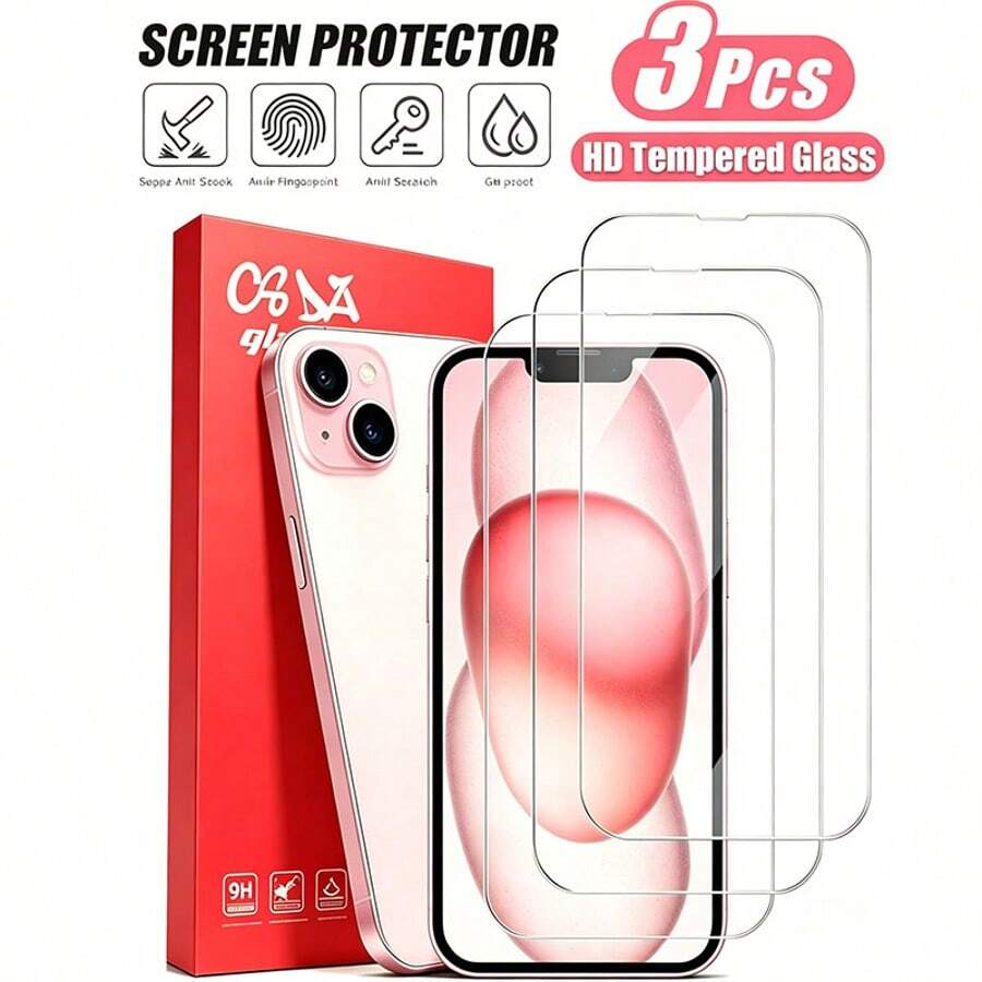 CSDZ 3 High-Definition Transparent Glass Protective Films Compatible With IPhone 13 17 16 15 Pro 17promax 13, Compatible With IPhone Screen Protectors, Waterproof, Compatible With IPhone 16 Screen Protectors, Compatible With IPhone 17 Pro Screen Protectors, Mobile Phone Accessories, Compatible With Samsung A15 Screen Protectors, [International Version Instead Of Local Version], Screen Protectors