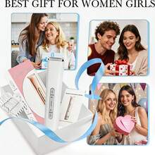 2 In 1 Women Electric Razor & Bikini Trimmer, IPX7 Waterproof Wet Dry Shaver With Ceramic Sharp Blade, USB Rechargeable 400mAh Dual Head Hair Trimmer For Face, Underarm, Leg And Pubic Hair, Portable Personal Groomer, Gift For Men Women,Multiple Color - 白色 - 查看 9