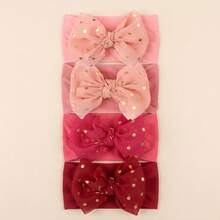 4pcs 0-4 Years Old Baby Girl Headbands, Bow Headbands Toddler Girls Spring Clothing, Baby Summer Clothing, Candy Color Ice Cream Color Headbands, Children Headbands, Children Accessories Celebration Day Anniversary Party Decoration, Children Gifts, Can Be Worn At Home Or Outdoors, Birthday Decoration, Photography Props - Multicolor - View 9