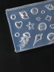 3D Ocean Themed Nail Art Silicone Mold, Marine Life Mold With Jellyfish, Seashell, Starfish, Conch, Heart & Bubble Shapes, Nail Mold Templates For DIY Resin Nail Decorations, Summer Beach Manicure Tool - Clear - View 7