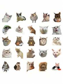 100 pièces Ensemble d'autocollants d'expression de chat amusants – Autocollants en vinyle imperméables mignons, convenant pour téléphone, ordinateur portable, scrapbooking, décoration DIY - Multicolore - Voir 6