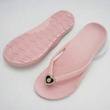 Unisex Flip Flops With Arch Support, Solid Color Beach/Home Slippers, Suitable For Spring, Summer, Autumn - Pink - Bow Shoe Flower - View 3
