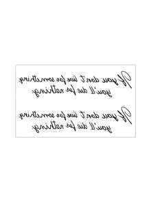 1pc Handwritten English Inspirational Quote Text Pattern Temporary Tattoo Sticker, Realistic Fake Tattoo Design, Suitable For Travel, Music Festivals, Gaming, Graduation Gifts, Lasts 3-5 Days - Black - View 4