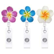 1pc Plumeria Retractable Badge Reel Clip For Doctors, Nurses And Staff - Multicolor - View 2