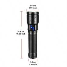 1件 60W 高功率 LED 戰術手電筒,超亮 1000M 長距離可縮放手電筒,15000mAh 大容量 Type-C 可充電,IPX6 防水 6 種模式,附行動電源功能,適用戶外露營、徒步、緊急使用 - 黑色 - 查看 12