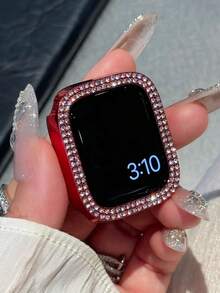 1個雙層閃亮水鑽保護殼，適用於Apple Watch 40/41/42/44/45/46/49mm系列，包括Ultra/SE/11/10/9/8/7/6/5/4，智慧手錶配件，紅色 - 鏤空紅色 - 查看 3
