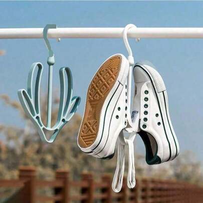 1/3PCS PP Material Balcony Shoe Drying Rack, Outdoor Windproof Home Use, Please Use Carefully, Not Suitable For Heavy Shoes Like Sneakers! Multi-Functional Window Shoe Drying Rack With Small Hooks, Can Be Used As Clothes Hanger, Shoe Rack, Suitable For Small Shoes.