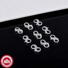 3pcs/Bag S925 Sterling Silver Jewelry Accessories, Figure 8 Double-Ended Spring Clasp, Connector, Suitable For DIY Jewelry, Beaded Bracelet Clasp, 925 Silver Jewelry Making Material Kit - Silver - View 6