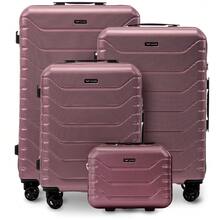 W WINGS TSA Lock Luggage Set 3 Or 4 Or Suitcase To Choose 14" 16" 20" 24" 28" Travel Luggage Polycarbonate Hard Shell, Telescopic Handle, 360 Wheels ROSE GOLD - Pink - View 4