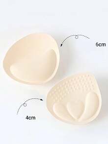 1 Pair Triangle Thickened Sponge Bra Pads, Women's Solid Color Underwear Accessories, Invisible Anti-Protrusion Soft Sweat-Absorbing Reusable Breast Pads Suitable For Daily Use - Apricot - View 4