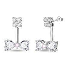 1 Pair S925 Sterling Silver Earrings, Original Bow Heart Zirconia Design, Pink Diamond Inlaid Luxury Style, Versatile For Daily Commute, Hypoallergenic Material, Showcases Sweet And Gentle Elegant, Suitable For Various Occasions, Creates An Elegant Look. - Multicolor - View 13