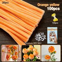 281pcs Yellow Tubular Cleaner Handmade Set - Includes Stamen And Black Eyes, With Video Tutorial, 7 Colors 30cm Chenille Stems - High Quality, No Color Difference - Suitable For Summer Crafts, Qixi Decoration, Party Decoration, Home Decoration, Adult Crafts - 281pcs Yellow - View 15