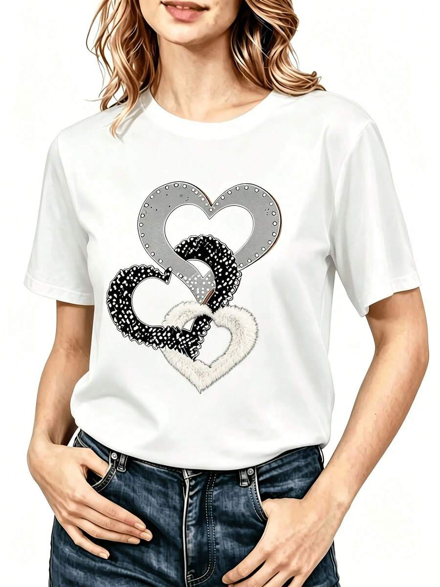Versatile Top With Print, Niche Design For Women's Casual Wear - White - View 1